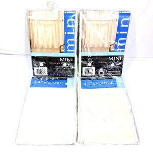 2 Sets BedBathAndBeyond Mini Curtains 30"x36" and Matching Valances 14"X60" NWT